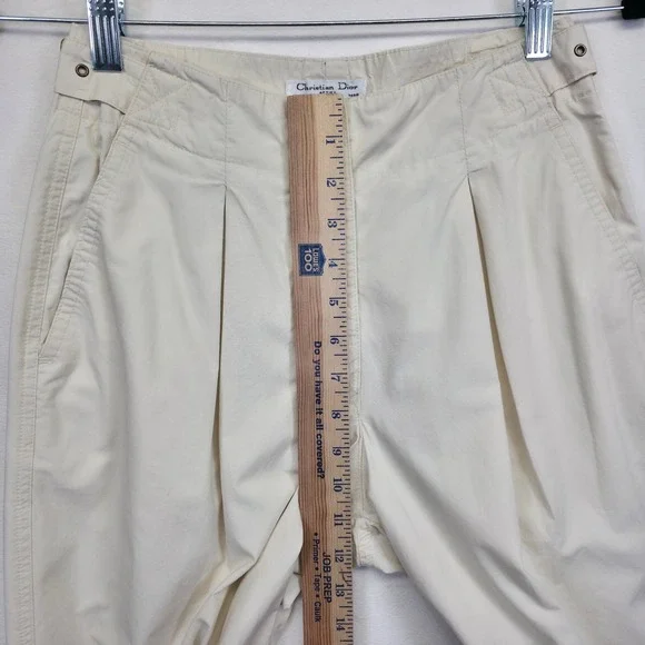Christian Dior Actifs Pants Women 6 Beige Tapered Pleated High Waisted Old Money - Picture 5 of 16